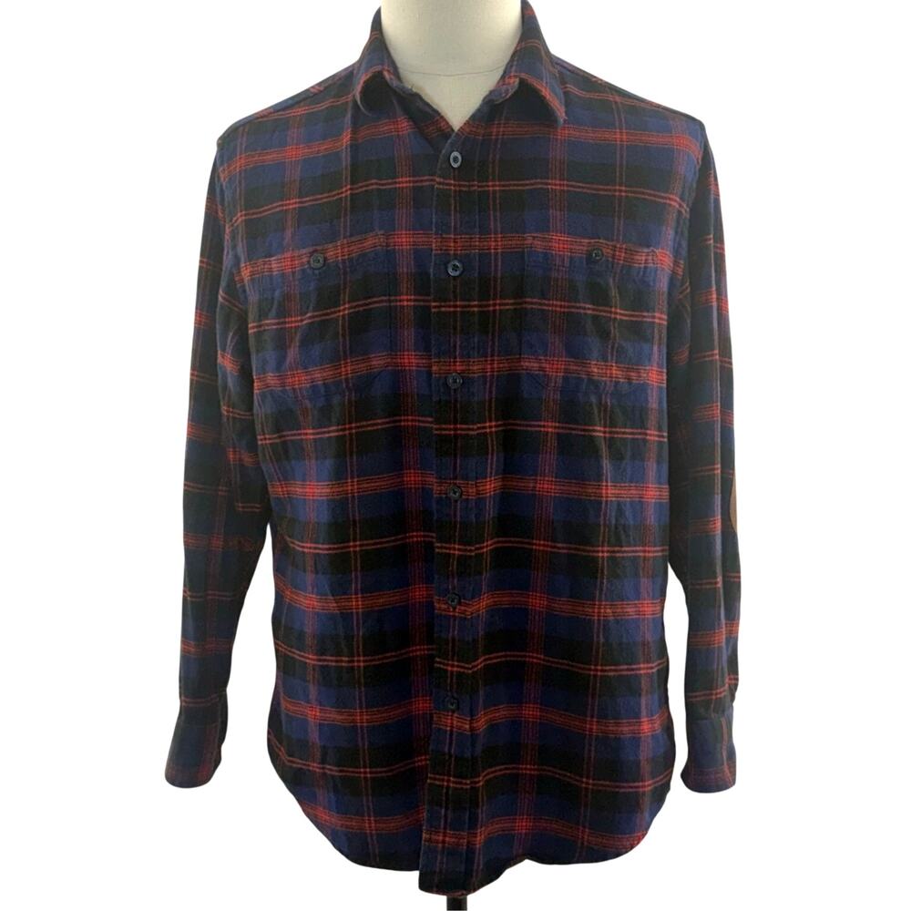 Pendleton Plaid Button Down Shirt Men's Medium Elbow Patches Cotton